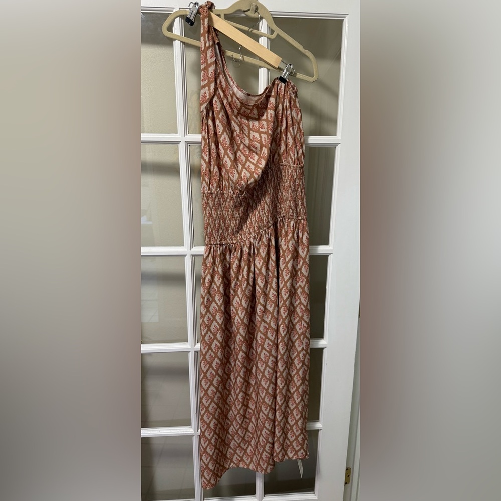 Cupshe Floral Tan and Cream Dress